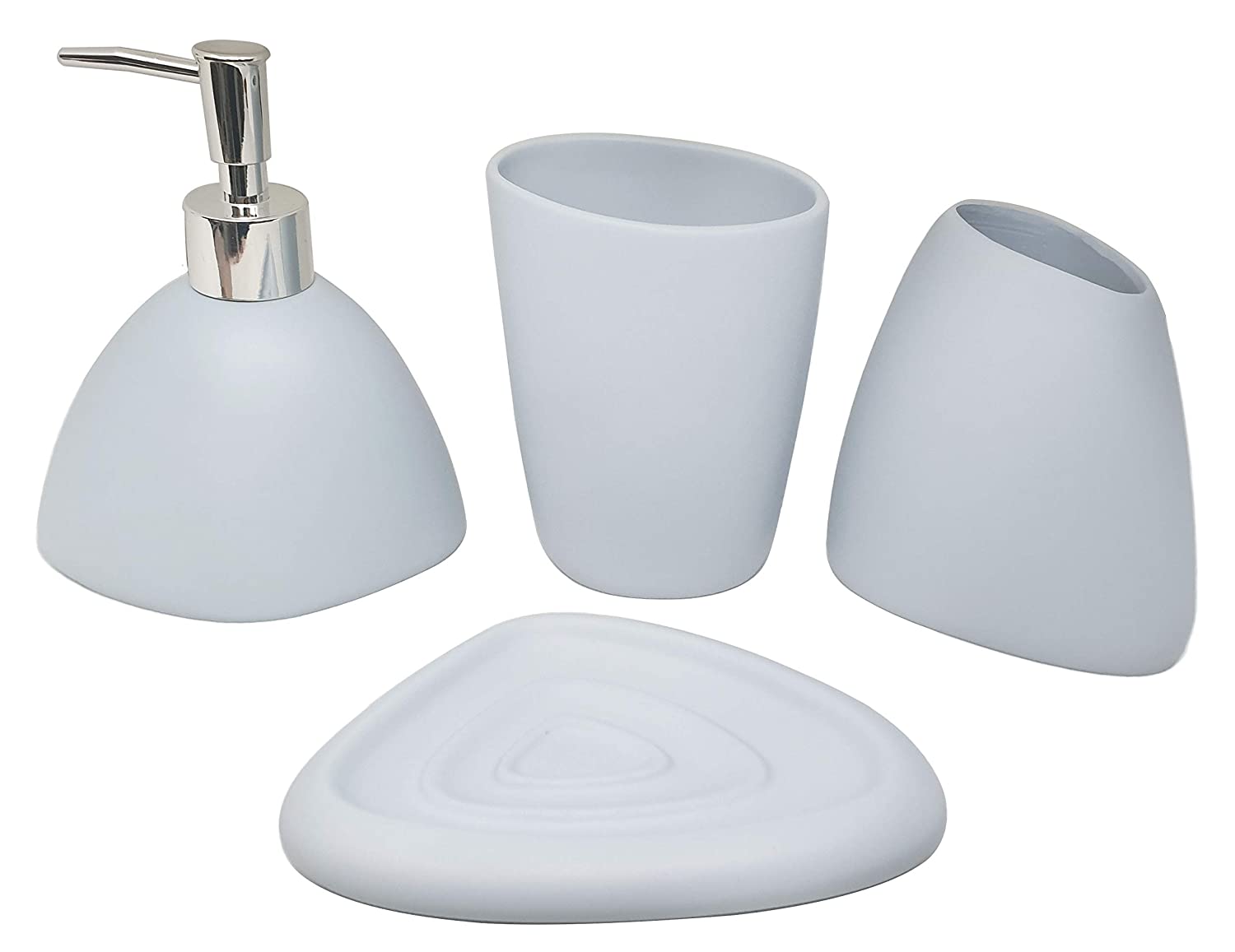 Home Basics White Ceramic Bath Accessory Set | LOW77989