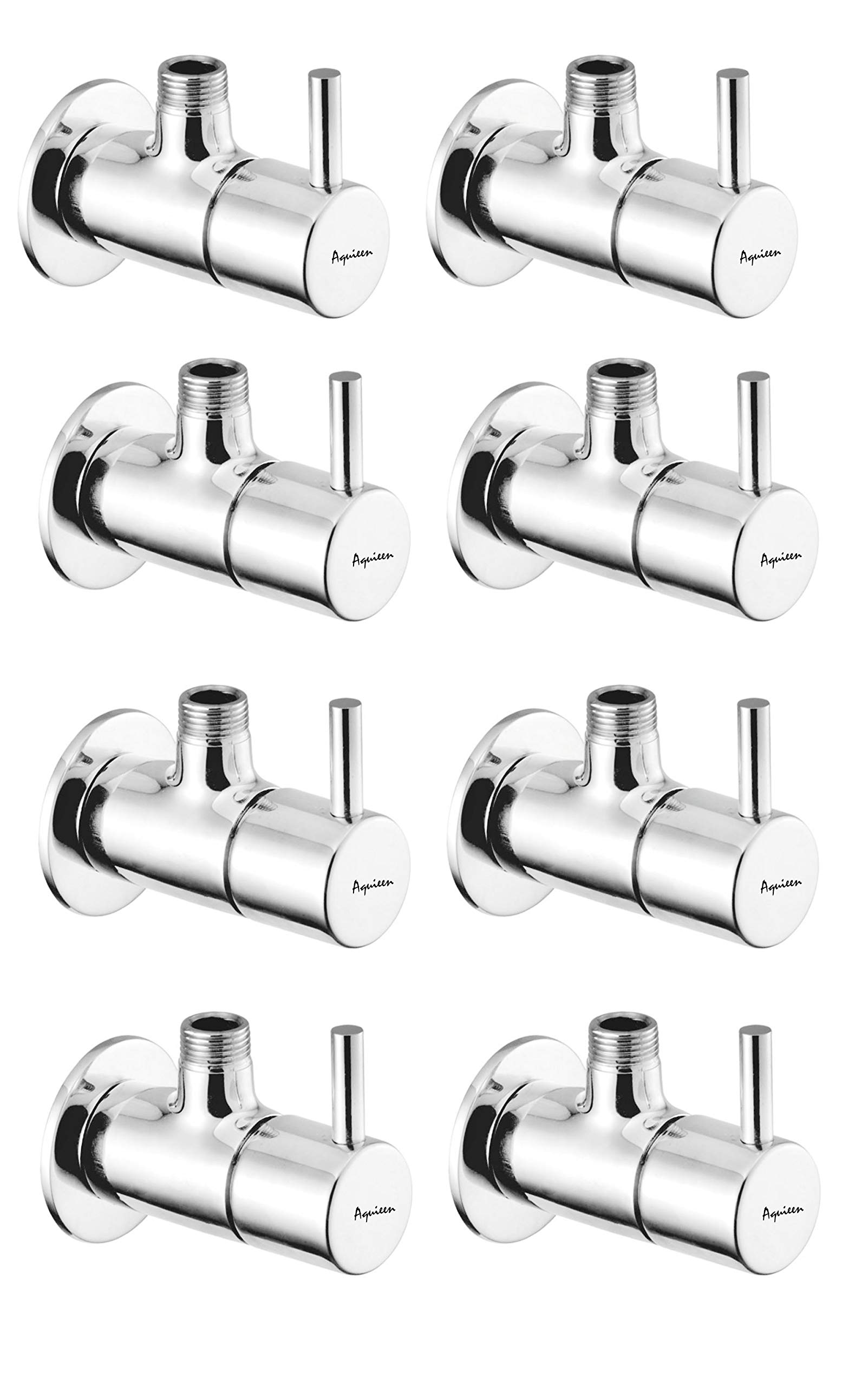 Aquieen Brass Angle Stop Valve With Wall Flange, Fluid (Pack Of 8)