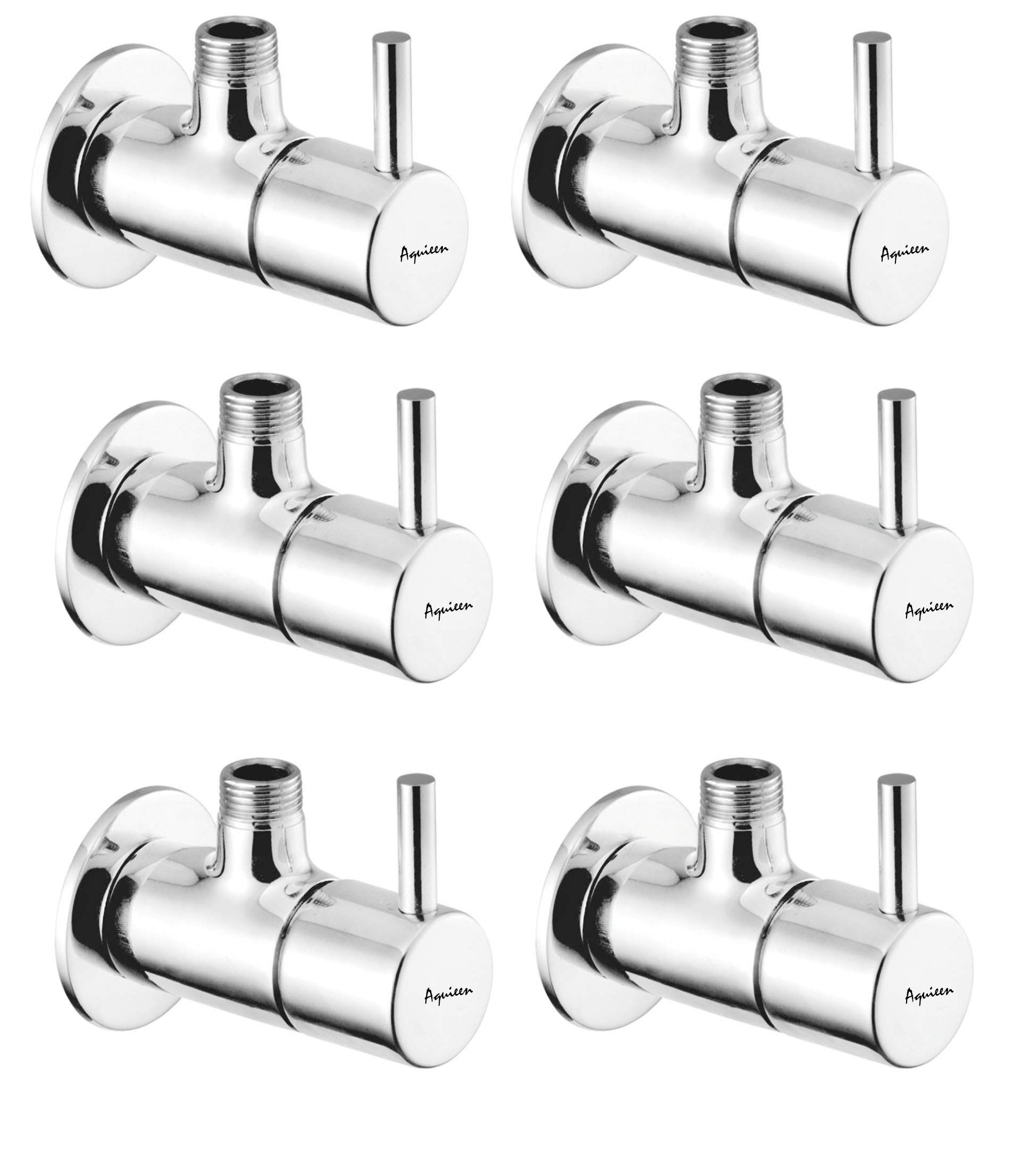 Aquieen Brass Angle Stop Valve With Wall Flange, Fluid (Pack Of 6)