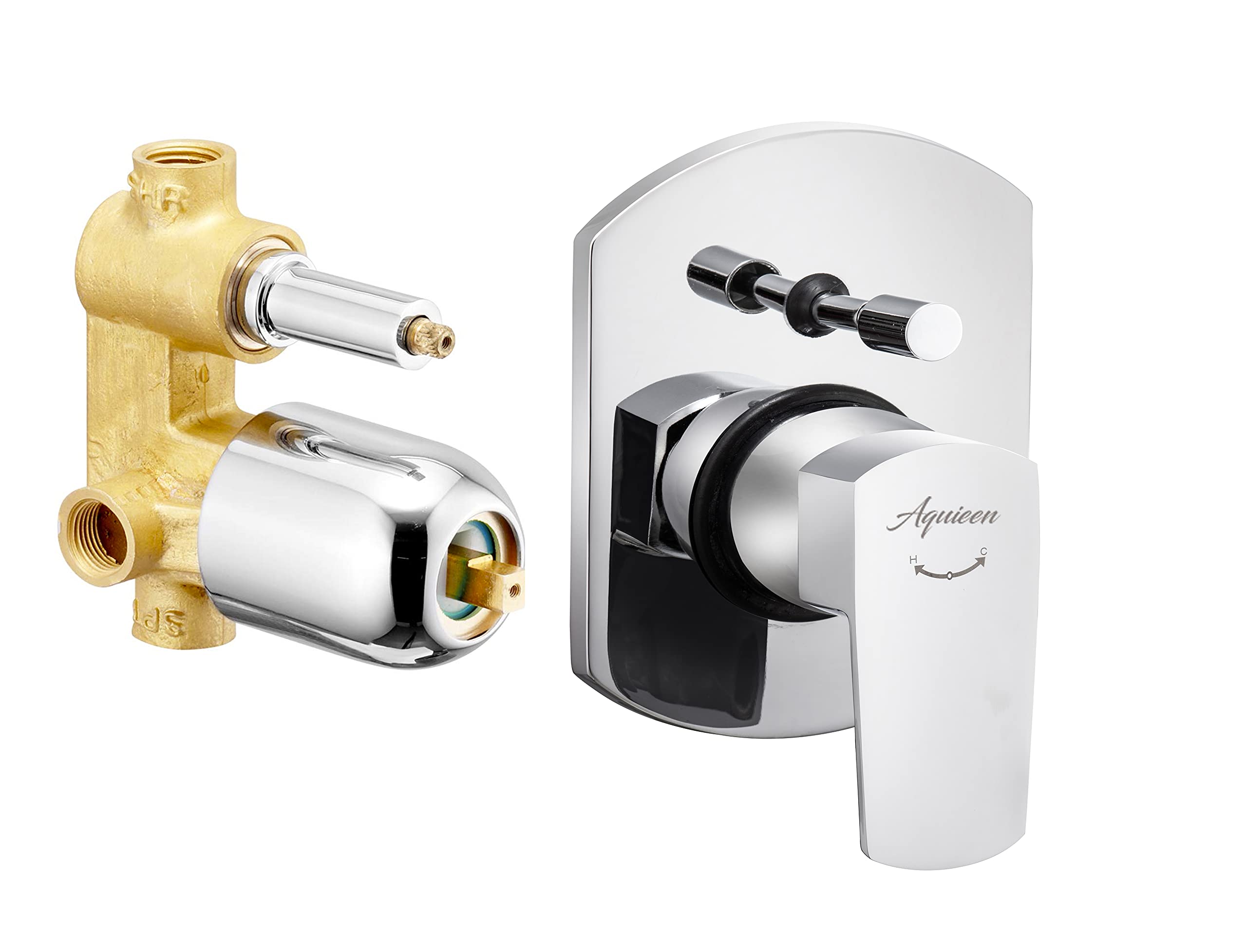 Aquieen Zura Luxury Series Wall Mounted Hi Flow Diverter Body With Plate - Chrome