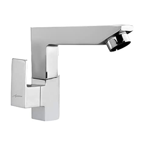 Aquieen Kubix Brass, Copper Swan Neck Wash Basin Cold Water Tap [Chrome]