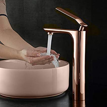 Aquieen Luxury Series Extended Body Hot & Cold Basin Mixer Basin Tap Rose Gold (Emerald)