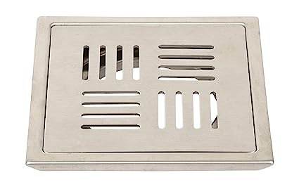 Aquieen Stainless Steel 304 Grade Bathroom Floor Water Drain Grating (6" X 6" Florin Plain Floor Jali)