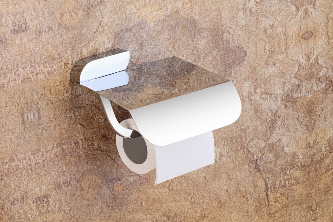 Velancia Wall Mounted Toilet Paper Holder with Flap (Chrome)