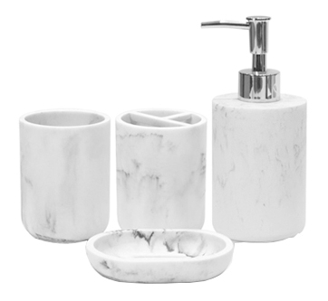 Round Bath Set - Marble White