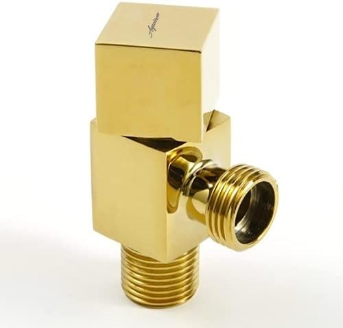 Aquieen Luxury Series Square Angle Valve with Round Wall Flange Brass (Gold)