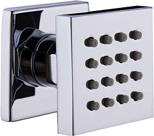 Aquieen Wall Mounted Shower Body Jet with Flange (Square Body Jet 2" - Chrome)