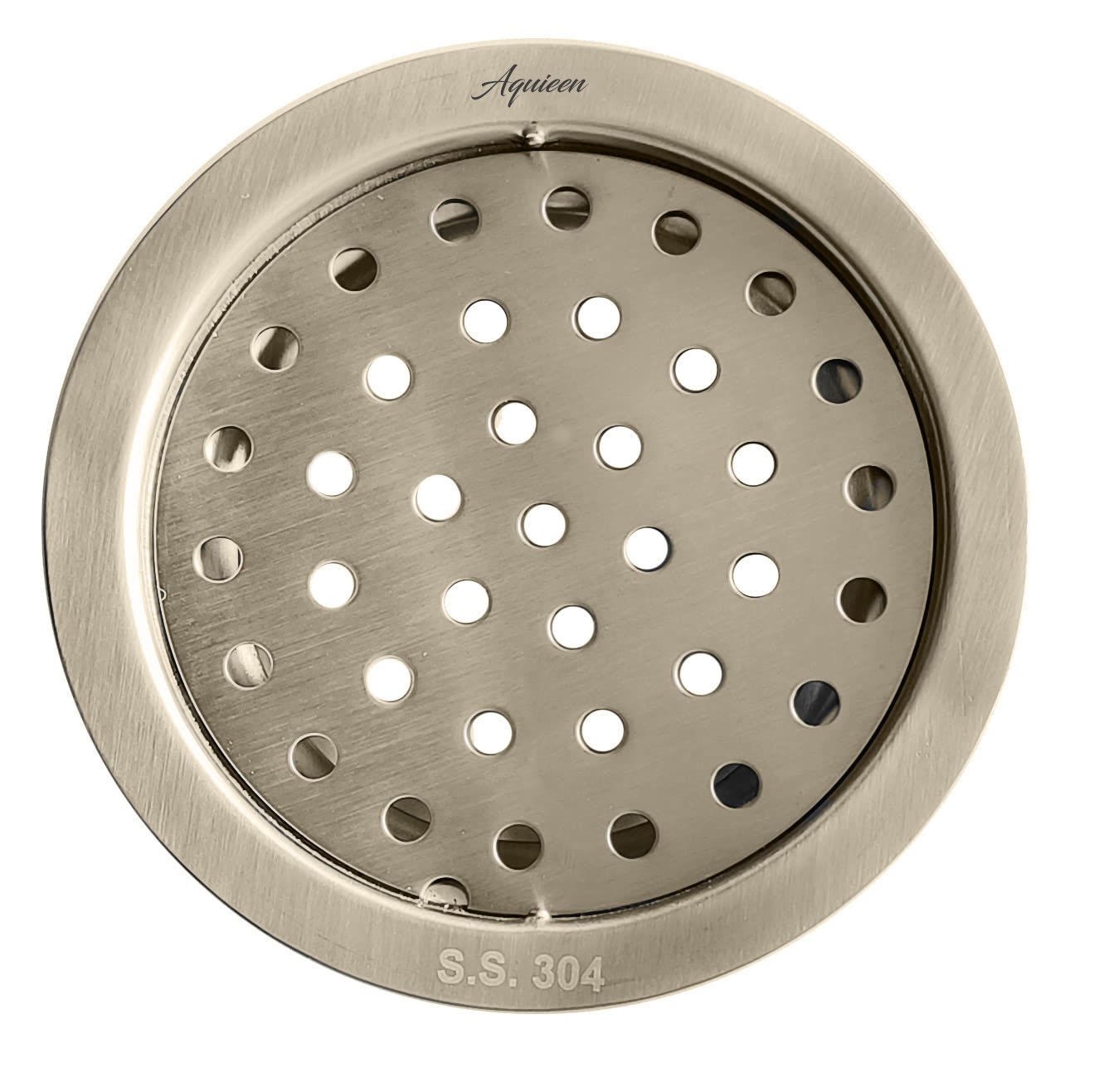 Aquieen Classic SS 304 Grade 304 Bathroom Floor Water Drain Grating, 5 X 5" Round Matte Plain