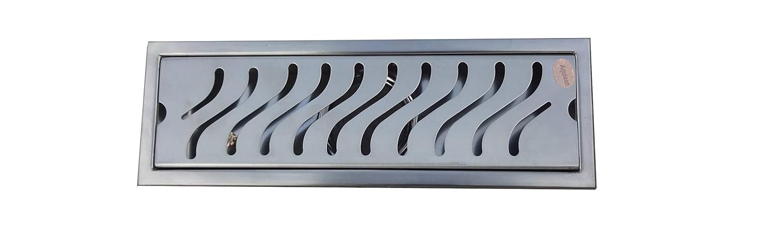 Aquieen  SS 304 Grade Grade Aisi Matte Finish Wave Shower Water Drainer Floor Bathroom Gratings, 12 X 4"