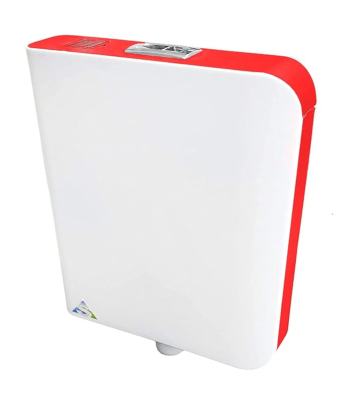 Aquieen Wall Mounted Double Flush Cistern with Provision for Air Freshner (White - RED)