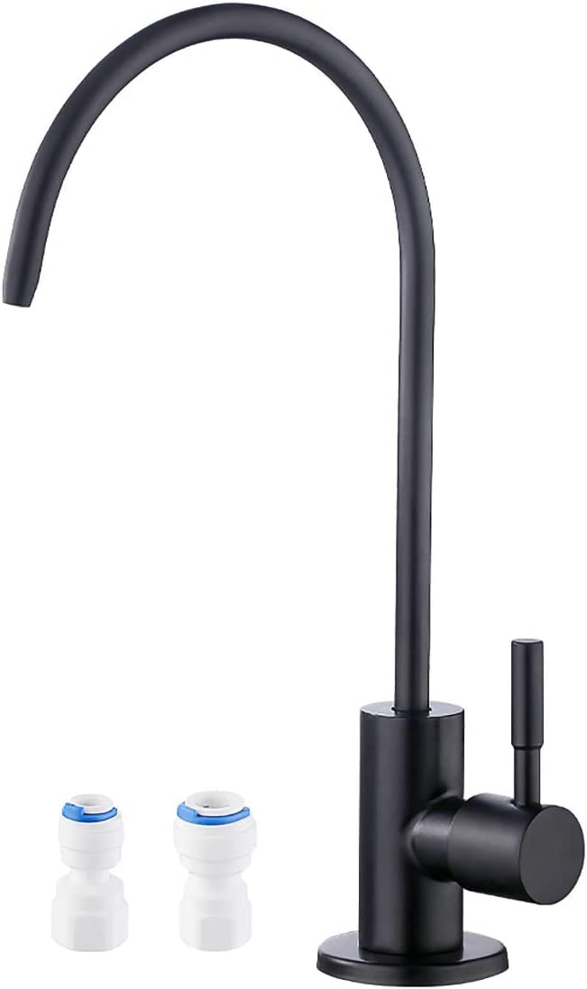 Aquieen SS 304 Kitchen RO Water Tap with Connecting Hose (Cold Water Provision)(Black)