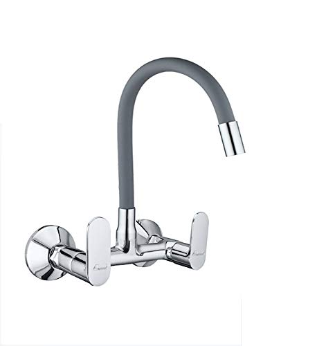 Aquieen Wall Mounted Kitchen Sink Mixer with Flexible Spout (Grey)