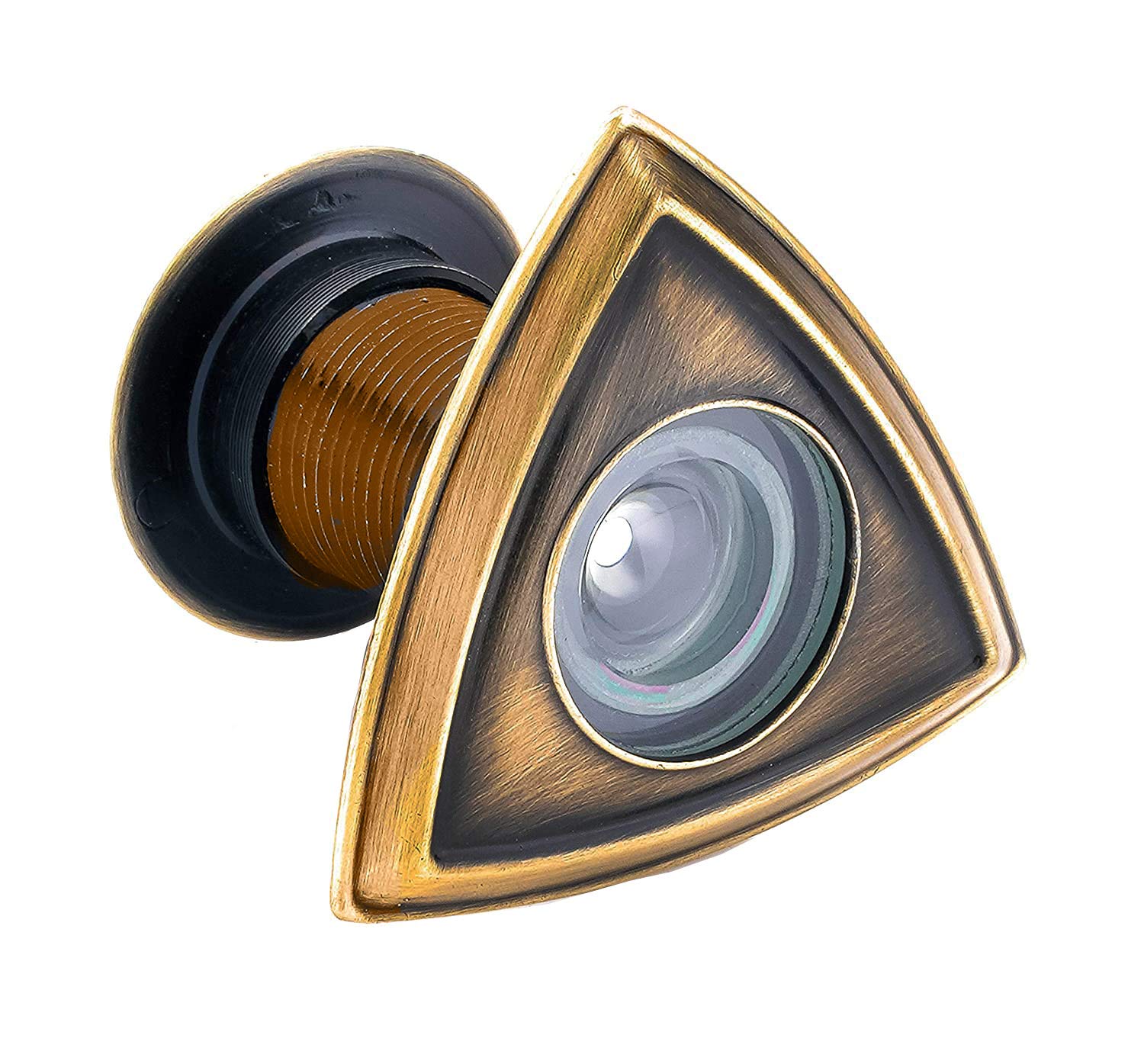 AQUIEEN Antique 200 Degree Door Eye Viewer Door Lens for Main Door Handles (35-58 mm, Brass) (Triangle Antique Brass))