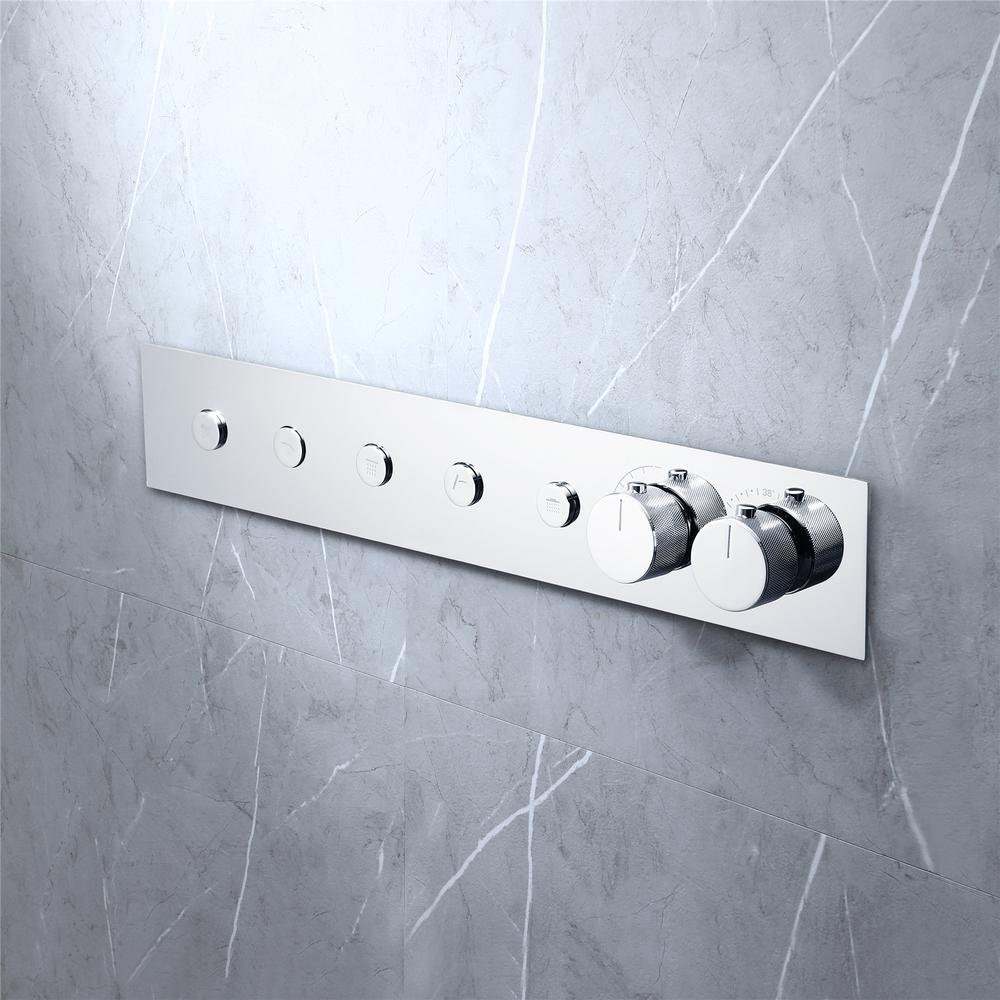 Thermostatic Diverter - 5 WayAquieen Wall Mounted Temperature Control Thermostatics Diverter 5 Way Crystal Knob - Chrome