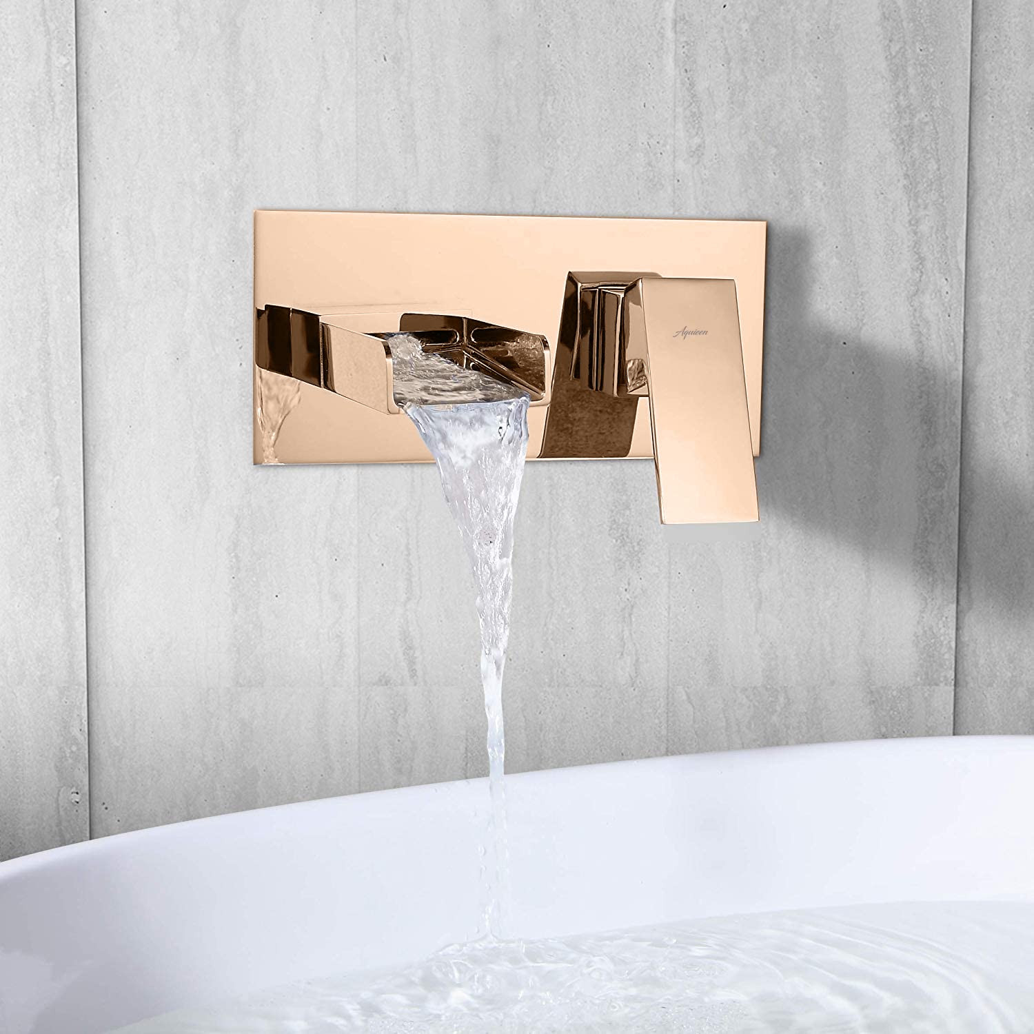 Aquieen Wall Mounted Single Lever Basin Mixer with Provision for Hot & Cold Water (Rose Gold)