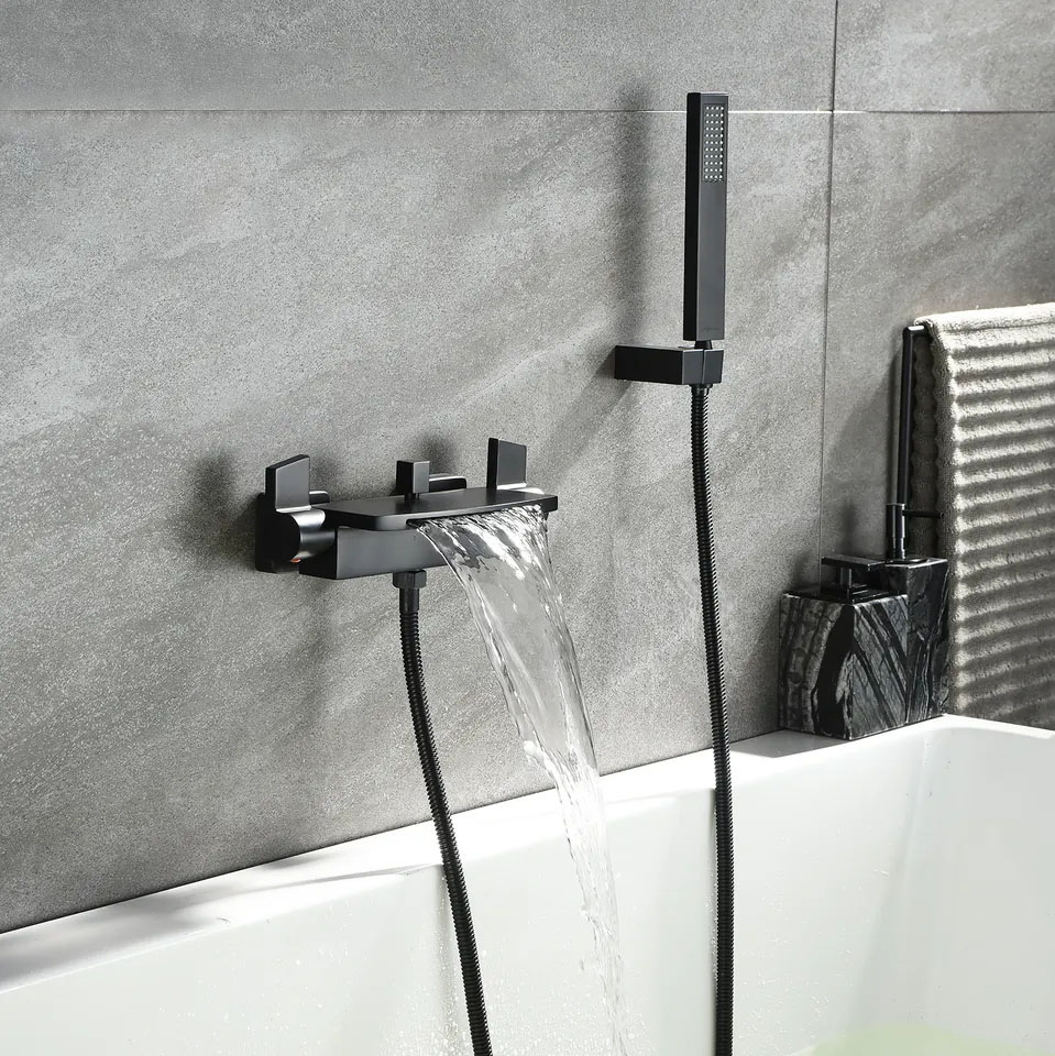 Wall Mounted Bath Tube Filler Chrome with Hand Shower